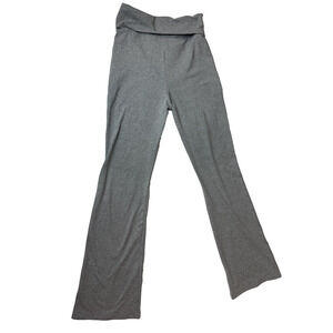 Fold Over Waist Yoga Pants Gray Flared Y2K Lounge Athleisure High Rise Small
